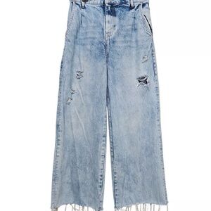 We the free Kinsey wide leg 90s revival jeans distress raw hem size 27 Y2K relax